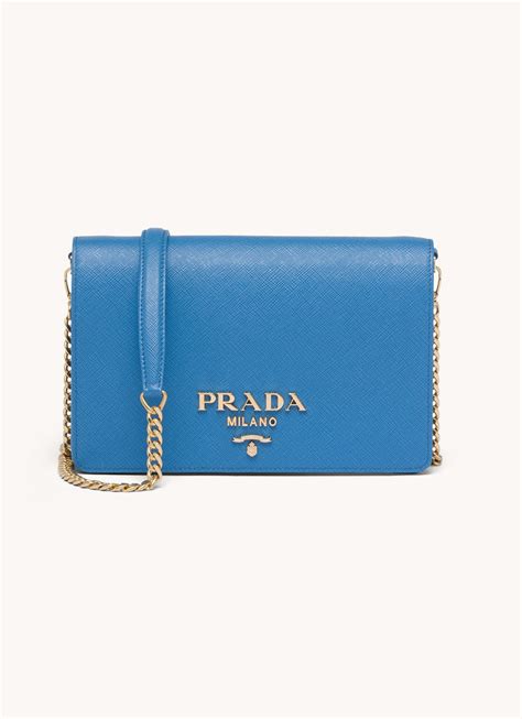 prada schoudertas dames blauw|Prada.